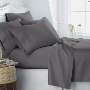 Premium 6 Piece Ultra Soft Bed Sheet Set Kaycie Gray So Soft Collection NWT